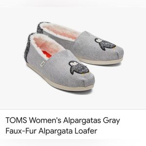 TOMS Alpargata Penguin Slip On Womens Grey Flats